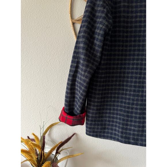 Vtg Ralph Lauren Lambs New Wool  Red Tartan Plaid Festive Blazer Horn Toggle M - Picture 13 of 16